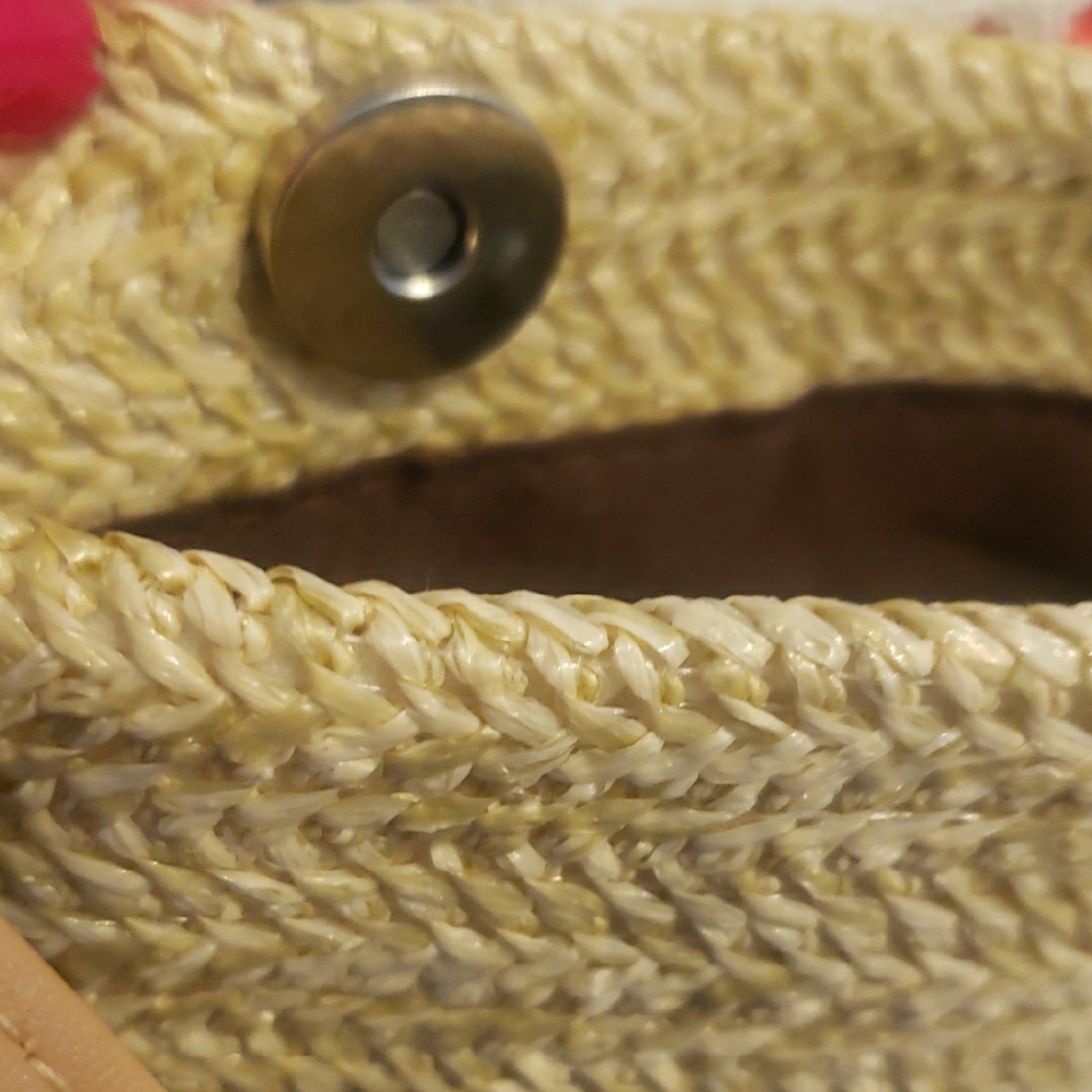 Woven Boho Straw Bag with Scarf Accent - Picture 6 of 8